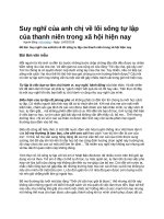 Suy nghĩ của anh chị về lối sống tự lập của thanh niên trong xã hội hiện nay