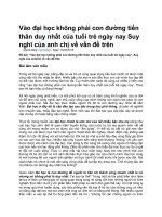 Vào đại học không phải con đường tiến thân duy nhất của tuổi trẻ ngày nay suy nghĩ của anh chị về vấn đề trên