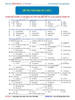 Đề thi anh văn lớp 10 học kì 1