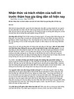 Nhận thức và trách nhiệm của tuổi trẻ trước thảm họa gia tăng dân số hiện nay