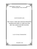 Thực trạng và điều kiện chăm sóc dinh dưỡng cho bệnh nhân phổi tắc nghẽn mạn tính điều trị tại bệnh viện phổi thái bình năm 2017 