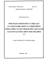 Tình trạng dinh dưỡng và hiệu quả của một số biện pháp can thiệp phòng chống thiếu vi chất dinh dưỡng cho người cao tuổi tại nông thôn thái bình 