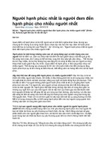 Người hạnh phúc nhất là người đem đến hạnh phúc cho nhiều người nhất