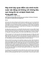 Hãy trình bày quan điểm của mình trước cuộc vận động nói không với những tiêu cực trong thi cử và bệnh thành tích trong giáo dục