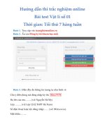 Hướng dẫn thi trắc nghiệm online  Bài test Vật lí số 01  Thời gian: Tối thứ 7 hàng tuần