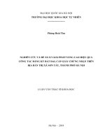 Nghiên cứu và đề xuất giải pháp nâng cao hiệu quả công tác đăng ký đất đai, cấp giấy chứng nhận trên địa bàn thị xã sơn tây, thành phố hà nội 