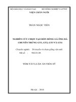 Nghiên cứu chọn tạo 4 dòng gà ông bà chuyên trứng GT1,GT2, GT3 và GT4 (tt) 