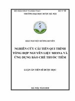 Nghiên cứu cải tiến qui trình tổng hợp nguyên liệu mesna và ứng dụng bào chế thuốc tiêm