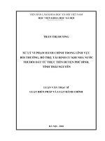 Xử lý vi phạm hành chính trong lĩnh vực bồi thường, hỗ trợ, tái định cư khi nhà nước thu hồi đất từ thực tiễn huyện phú bình, tỉnh thái nguyên 