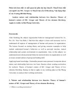 Phân tích bản chất và mối quan hệ giữa hai học thuyết thuyết bản chất con người của MC  gregor và thuyết hai yếu tố herzberg  vận dụng thực tế vào trường đh hải phòng  e 