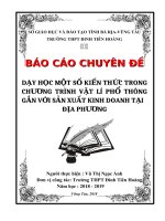 Dạy học một số kiến thức trong chương trình vật lí phổ thông gắn với sản xuất kinh doanh tại địa phương