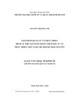 Giải pháp quản lý và phát triển dịch vụ thẻ tại ngân hàng TMCP đầu tư và phát triển việt nam chi nhánh thái nguyên 