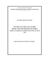 VAI TRÒ CỦA CÔNG TÁC XÃ HỘI TRONG VIỆC HỖ TRỢ PHỤ NỮ NGHÈO