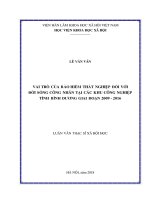 Vai trò của bảo hiểm thất nghiệp đối với đời sống công nhân tại các khu công nghiệp tỉnh bình dương giai đoạn 2009   2016 