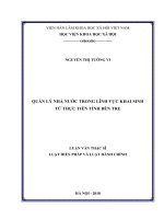 Quản lý nhà nước trong lĩnh vực khai sinh từ thực tiễn tỉnh bến tre 