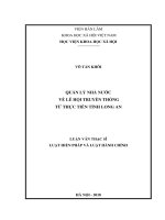 Quản lý nhà nước về lễ hội truyền thống từ thực tiễn tỉnh long an 