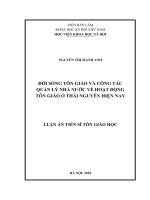 Đời sống tôn giáo và công tác quản lý nhà nước về hoạt động tôn giáo ở Thái Nguyên hiện nay (LA tiến sĩ)