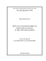 Pháp luật về giải quyết khiếu nại trong lĩnh vực đất đai từ thực tiễn tỉnh lâm đồng 