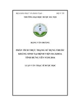 Phân tích thực trạng sử dụng kháng sinh tại BVĐK tỉnh hưng yên năm 2016