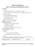 Giáo án Sinh học 8 bài 9: Cấu tạo và tính chất của cơ