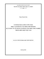 Cơ sở dự báo lượng nước thải phục vụ đánh giá tác động môi trường dự án đầu tư xây dựng cơ sở hạ tầng khu công nghiệp trong điều kiện việt nam 