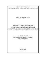 Bảo vệ và phát huy giá trị làng nghề chế tác đá mỹ nghệ ninh vân, huyện hoa lư, tỉnh ninh bình 