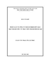 Pháp luật về công ty trách nhiệm hữu hạn một thành viên từ thực tiễn thành phố hà nội 