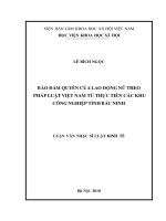 Bảo đảm quyền của lao động nữ theo pháp luật việt nam từ thực tiễn các khu công nghiệp tỉnh bắc ninh 