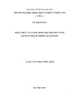 NHẬN THỨC CỦA CỘNG ĐỒNG ĐỊA PHƯƠNG VỀ DU LỊCH CÓ TRÁCH NHIỆM TẠI SẦM SƠN