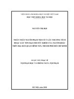 Nhân thân người phạm tội cố ý gây thương tích hoặc gây tổn hại cho sức khỏe của người khác trên địa bàn quận bình tân, thành phố hồ chí minh 