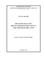 Mối tương quan giữa trí tuệ với điểm số học tập của học sinh trung học cơ sở 