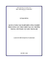 Quản lý đào tạo nghề điện công nghiệp theo năng lực thực hiện tại các trường trung cấp khu vực bắc trung bộ