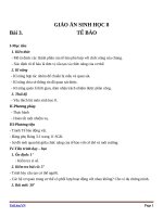 Giáo án Sinh học 8 bài 3: Tế bào