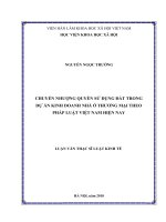 Chuyển nhượng quyền sử dụng đất trong các dự án kinh doanh nhà ở thương mại theo pháp luật việt nam hiện nay