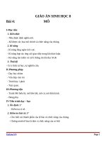 Giáo án Sinh học 8 bài 4: Mô