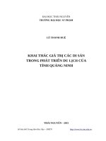 Khai thác giá trị các di sản trong phát triển du lịch của tỉnh quảng ninh 