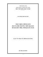 Thực hiện chính sách bảo vệ môi trường trên địa bàn huyện Đức Phổ, tỉnh Quảng Ngãi (Luận văn thạc sĩ)