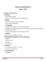 Giáo án Sinh học 8 bài 4: Mô