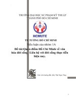 Quan điểm Hồ Chí Minh về văn hóa đời sống. Liên hệ với đời sống thực tiễn hiện nay.