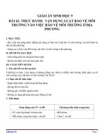 Giáo án Sinh học 9 bài 62: Thực hành vận dụng luật bảo vệ môi trường vào việc bảo vệ môi trường ở địa phương