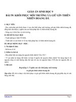 Giáo án Sinh học 9 bài 59: Khôi phục môi trường và gìn giữ thiên nhiên hoang dã