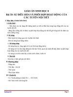 Giáo án Sinh học 8 bài 59: Sự điều hòa và phối hợp hoạt động của các tuyến nội tiết