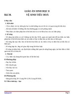 Giáo án Sinh học 8 bài 30: Vệ sinh tiêu hóa