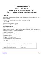 Giáo án Sinh học 9 bài 62: Thực hành vận dụng luật bảo vệ môi trường vào việc bảo vệ môi trường ở địa phương