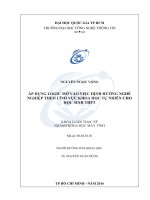 ÁP DỤNG LOGIC mờ vào VIỆC ĐỊNH HƯỚNG NGHỀ NGHIỆP THEO LĨNH vực KHOA học tự NHIÊN CHO học SINH THPT 