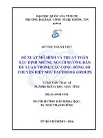 ĐỀ XUẤT mô HÌNH và THUẬT TOÁN xác ĐỊNH NHỮNG NGƯỜI HƯỚNG dẫn dư LUẬN TRONG các CỘNG ĐỒNG ảo CHUYÊN BIỆT NHƯ FACEBOOK GROUPS 