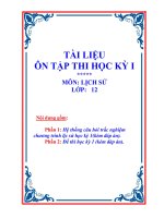 Tài liệu ôn tập thi học kỳ 1  Môn: Lịch sử lớp 12 THPT