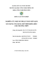 NGHIÊN cứu một số THUẬT TOÁN xếp LỊCH xây DỰNG ỨNG DỤNG xếp THỜI KHÓA BIỂU CHO TRƯỜNG THPT 