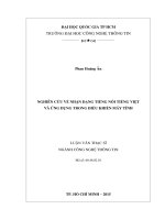 NGHIÊN cứu về NHẬN DẠNG TIẾNG nói TIẾNG VIỆT và ỨNG DỤNG TRONG điều KHIỂN máy TÍNH 