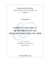 NGHIÊN cứu máy học và hệ MIỄN DỊCH NHÂN tạo TRONG PHÁT HIỆN VIRUS máy TÍNH 